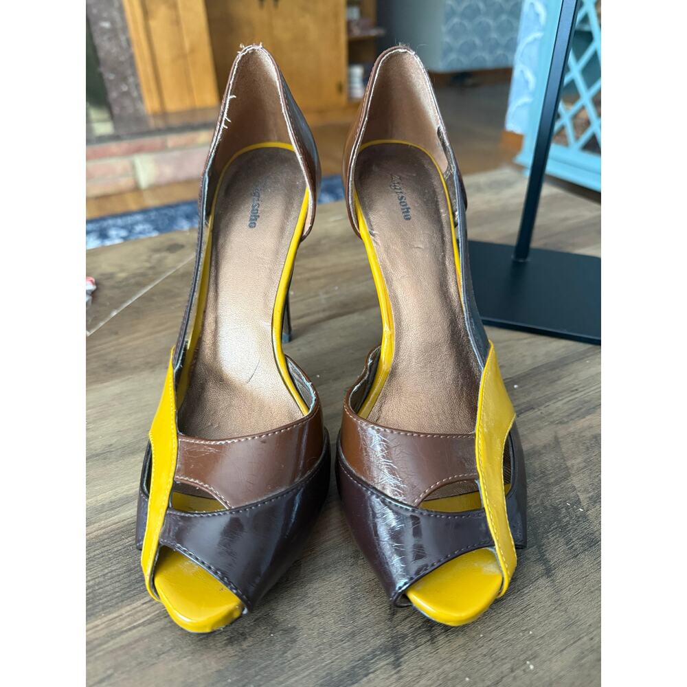 ZigiSOHO Warm Tone Peep Toe Stiletto Heels Sz. 8